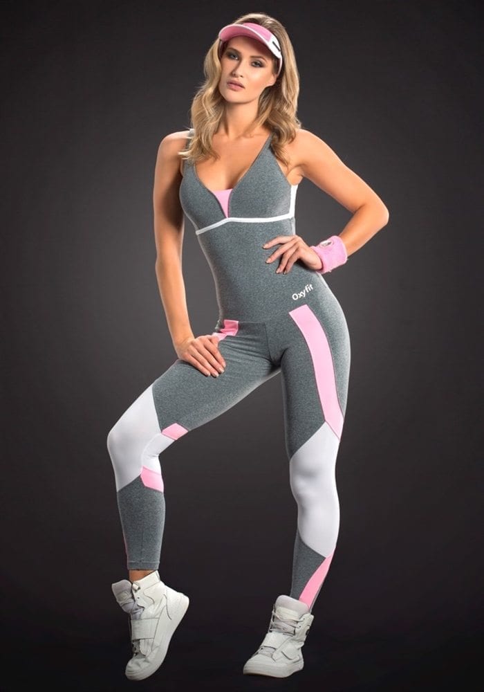 Oxyfit Jumpsuit Section 15191 Jersey White Sexy Rompers Cute Workout 1 Piece