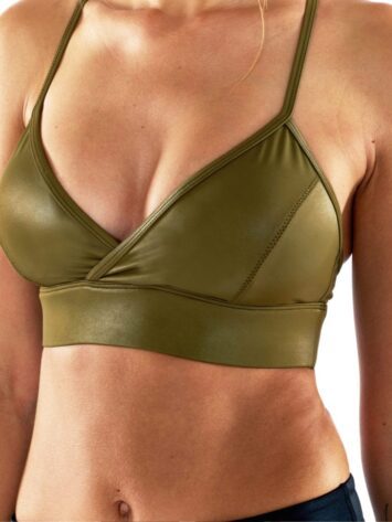 L’URV Sports Bra Leather Lust Bralette-Olive Top Sexy Workout Top