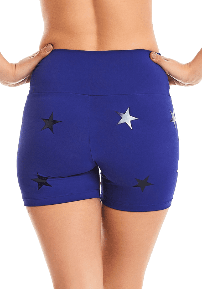 CAJUBRASIL Shorts 9604 Knockout Stars Blue- Sexy Yoga Shorts- Brazilian