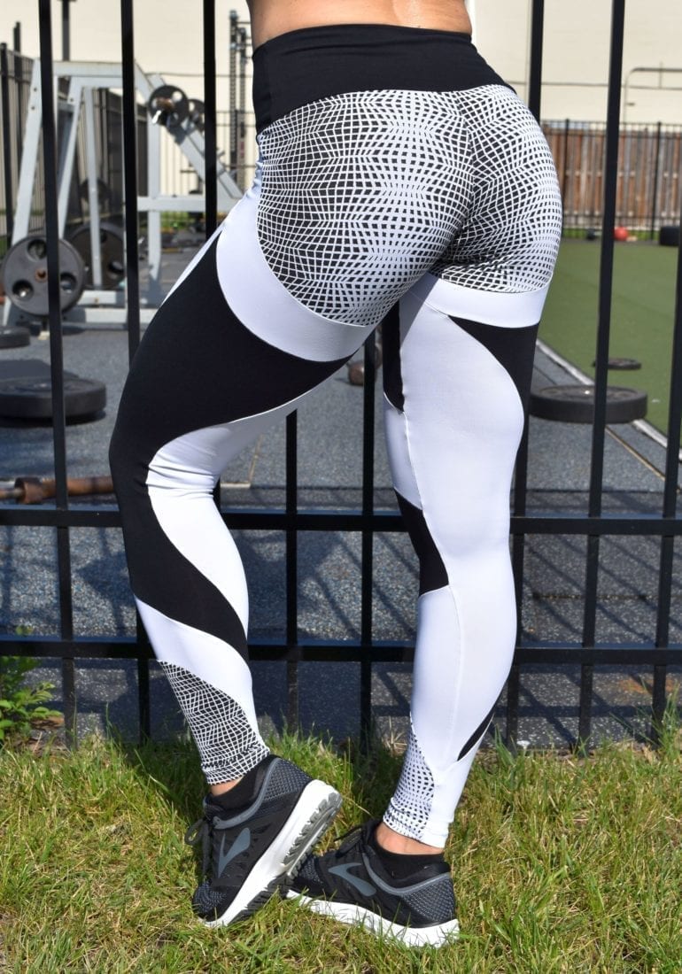 OXYFIT Leggings Press 64141 Black White Abstract - Sexy Workout Leggings