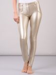FREDDY WR.UP Faux Leather - Mid Rise Full Length - Metallic Gold