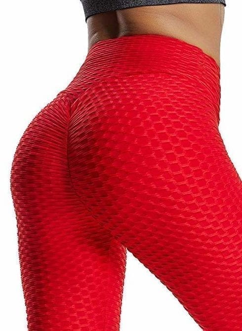 Scrunchy Leggings HoneyComb – High-Waist Anti-Cellulite – Red BFB