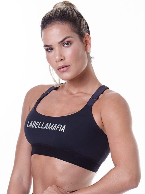LabellaMafia Essentials Style Black Fitness Sports Bra Top - FTP13843