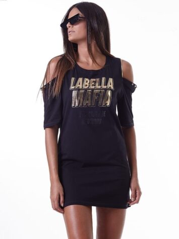 LabellaMafia Dress MVT16182 Dark Metal Striped Dress