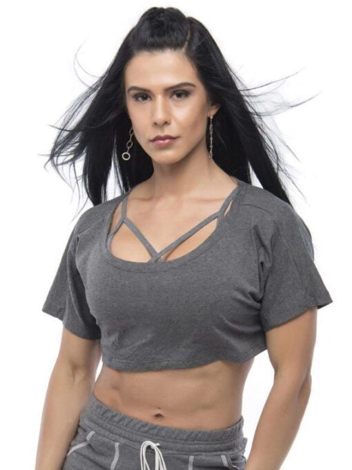 BFB Activewear Cropped Top Stylish loose fit - gray
