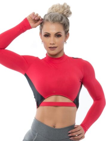 BFB Activewear Cropped Top Intense Long Sleeve – Red