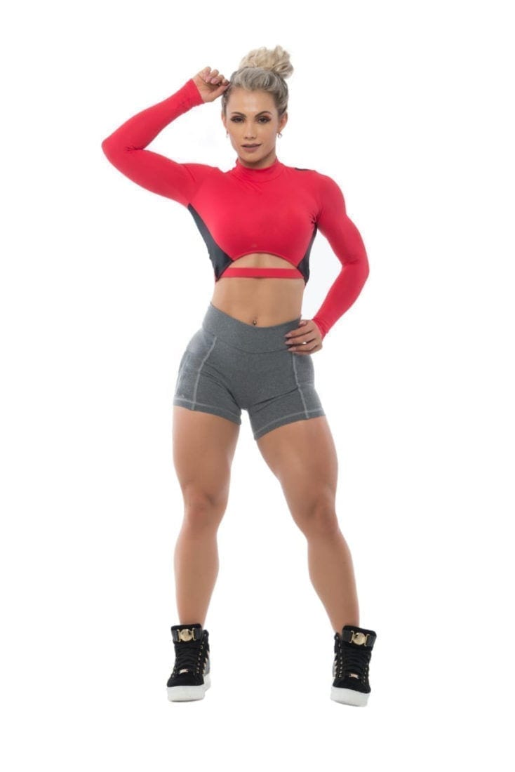 BFB Activewear Cropped Top Intense Long Sleeve - Red