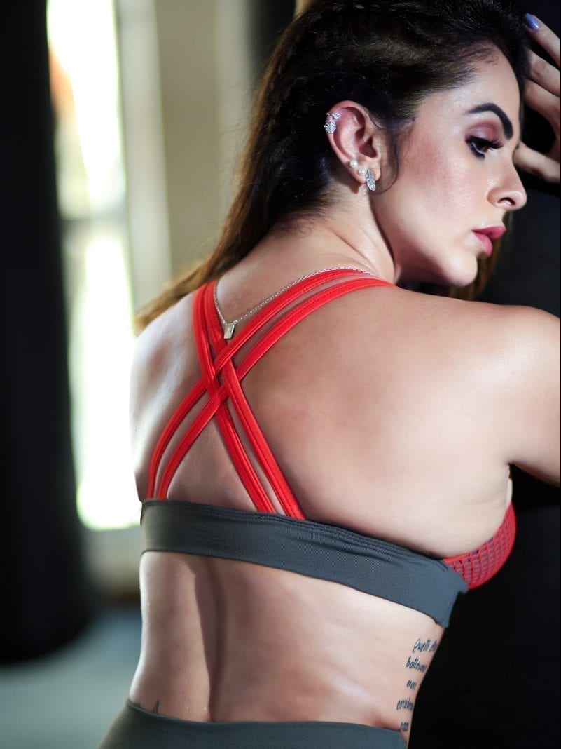 DYNAMITE Sports Bra Top T205 Top Fitness Road Roller-Red