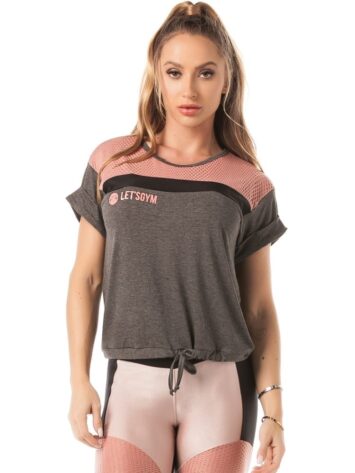 Let’s Gym Fitness Blouse M/C Top – dark gray