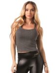 Let's Gym Cropped Ribbed Fit Tank Top - dark gray