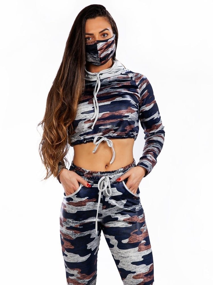 Let’s Gym Cropped Camo Top – Blue