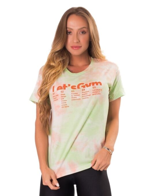 Let's Gym Fitness Blusa Tie Dye Top - Lime/Peach
