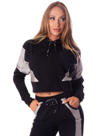 Let’s Gym Cropped Fashion Sport Hoodie Top – Black