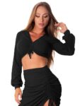Let's Gym Fitness Cropped Canelado Lux and Power - Black