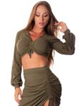 Let's Gym Fitness Cropped Canelado Lux and Power - Military Green