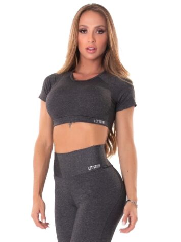 Let’s Gym Fitness Cropped M/C Move & Slay – Black