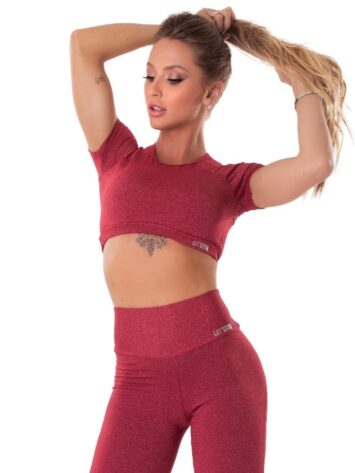 Let’s Gym Fitness Cropped M/C Move & Slay – Red