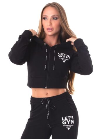 Let’s Gym Fitness International Cropped Jacket – Black
