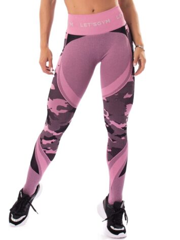 Let’s Gym Fitness Seamless Camo Love Leggings – Pink