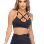 Lets Gym Fitness Basic Creed Sports Bra Top - Black