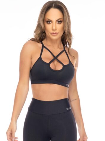Lets Gym Fitness Basic Creed Sports Bra Top – Black