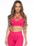 Lets Gym Fitness Basic Creed Sports Bra Top - Pink