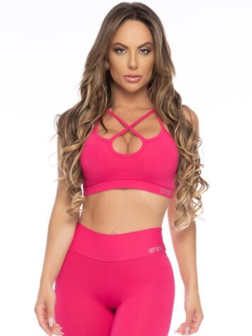 Lets Gym Fitness Basic Creed Sports Bra Top – Pink