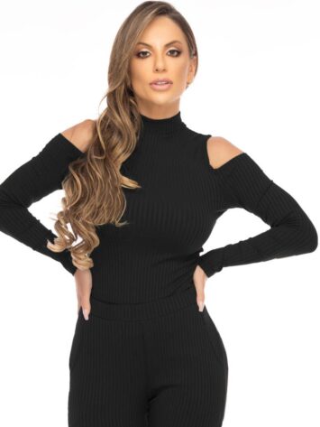 Let’s Gym Fitness Canelada Expensive Ribbed Blouse – Black