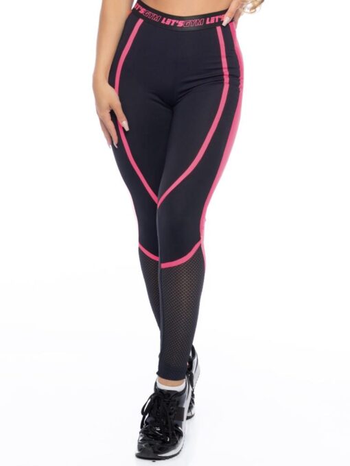 Let's Gym Fitness Neo Power Leggings - Black/Pink