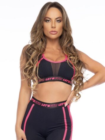 Lets Gym Fitness Neo Power Sports Bra Top – Black/Pink