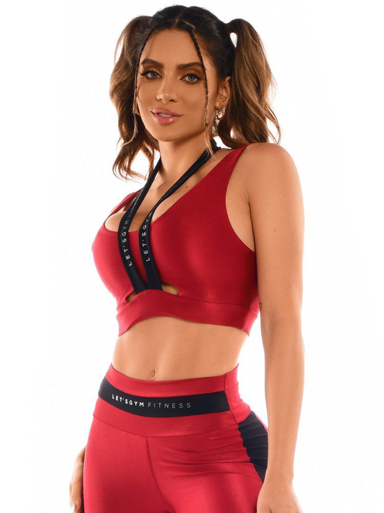 4 – LOOKBOOK1839+1840 – Lets Gym Fitness Sports Bra Top – Red