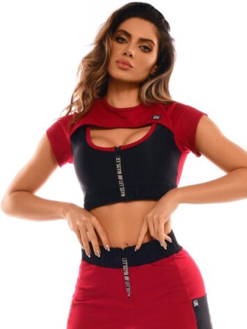 Lets Gym Fitness Cropped Delirium Top – Red