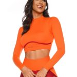 Lets Gym Fitness Cropped Super Charm Long Sleeve Top - Orange