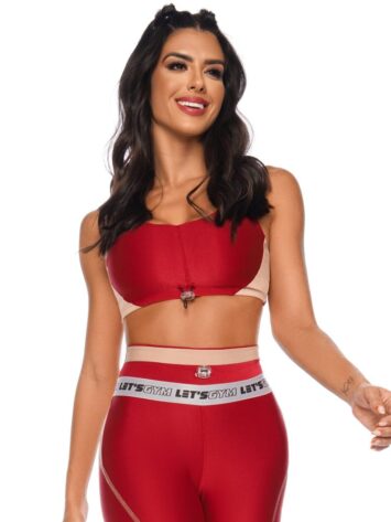 Lets Gym Fitness Cyber Sports Bra Top – Red